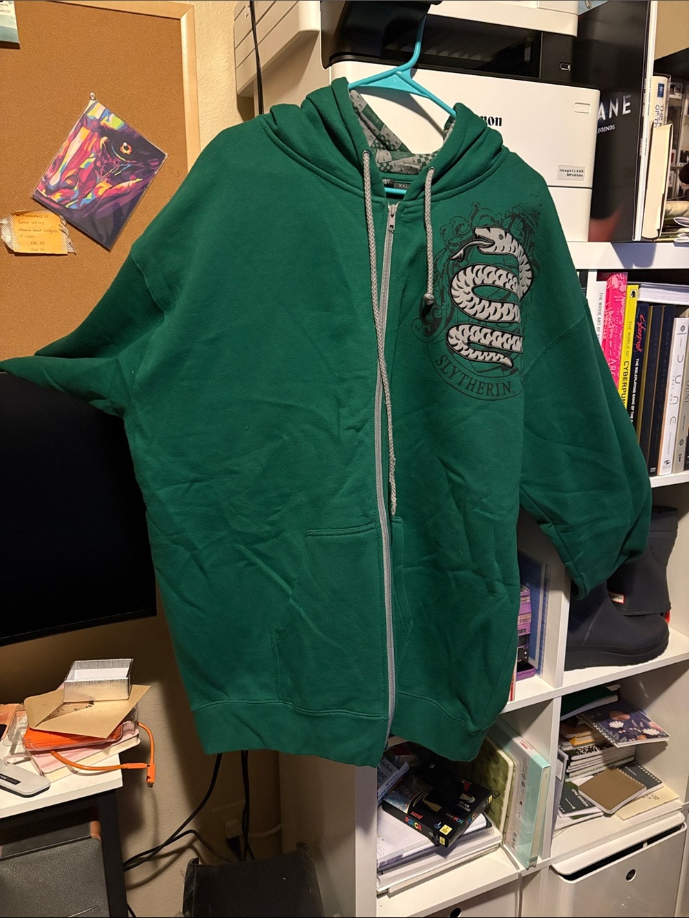 Universal Slytherin Green Zip-Up Hoodie with Snake Crest